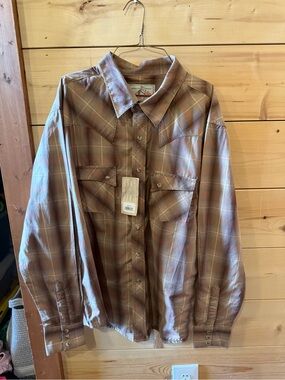 Wrangler Plaid Snap Western Shirt - Brown & Cream